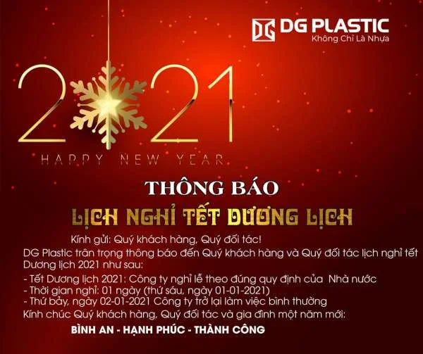 THÔNG BÁO NGHỈ TẾT DƯƠNG LỊCH 2021