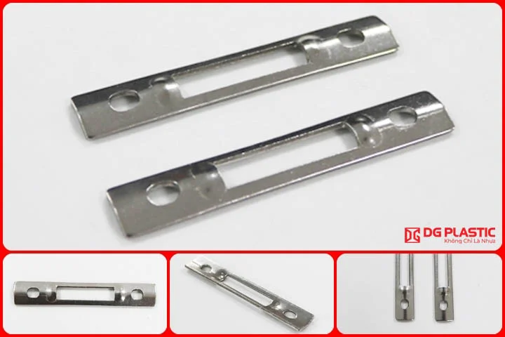 Miệng khóa phụ kiện inox được lắp cửa lùa đơn điểm hoặc khóa đa điểm cửa đi, có hình dạng thanh, được dập lỗ.